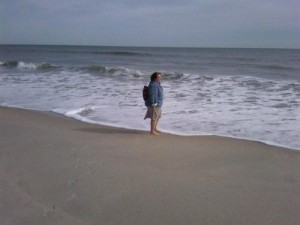 Here I am at Carolina Beach dipping my toes in the water. I made it!